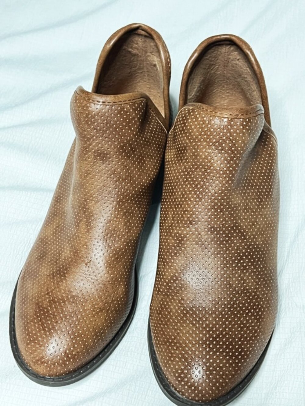 Serra Women’s Size 7 Brown Cognac Perforated Ankle Booties Low Heel